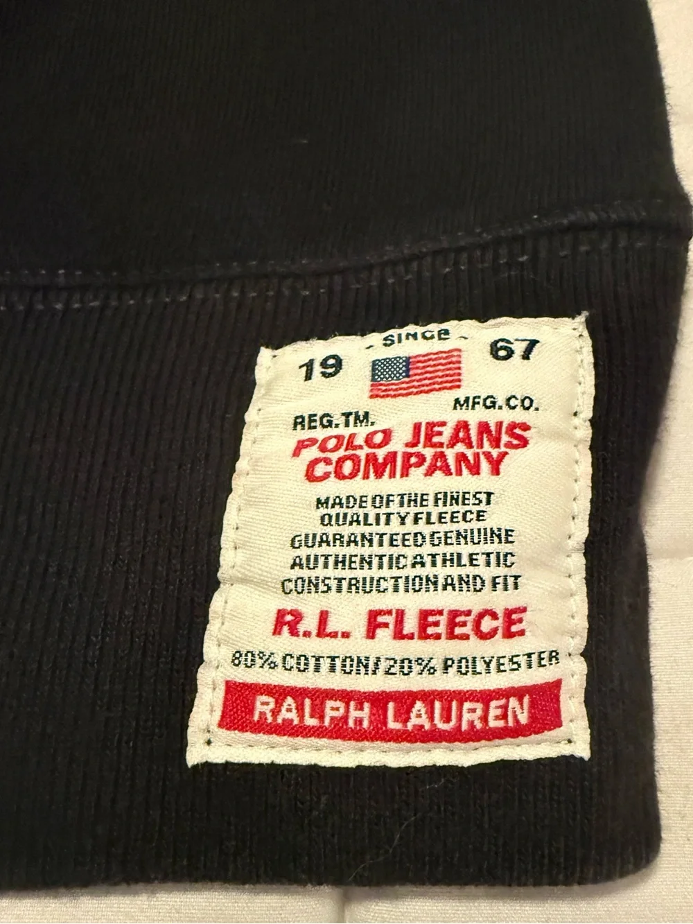Polo Jeans Co. Ralph Lauren Black RL-67 Fleece Sweatshirt XXL